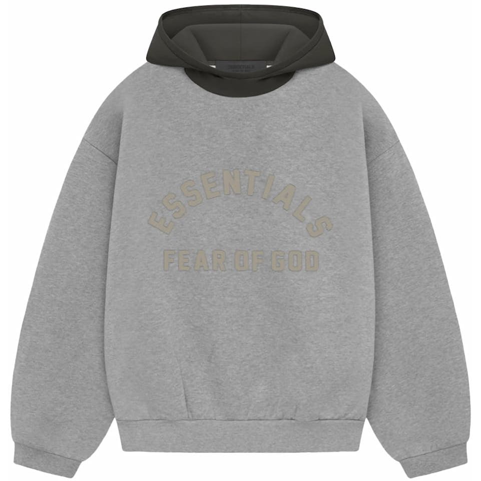 Essentials Gray And Black Hoodie Men’s